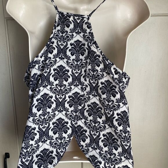 Black & Cream Floral Cami Camisole Top Med - Picture 7 of 7